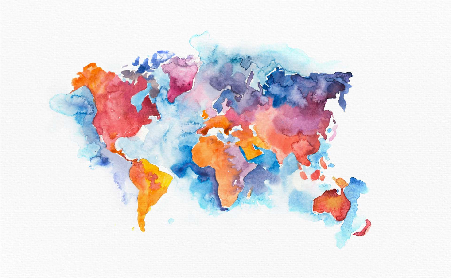 A watercolour map of the world